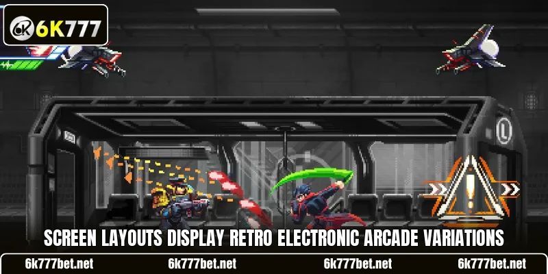 Screen layouts display retro electronic arcade variations Screen layouts display retro electronic arcade variations